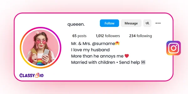 Funny Instagram Bio for Married Girl/Woman