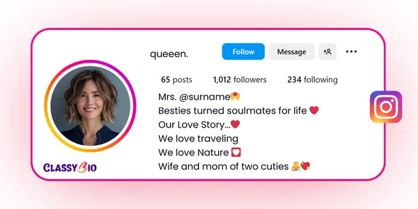 Instagram Bio Ideas for Married Girl or Woman