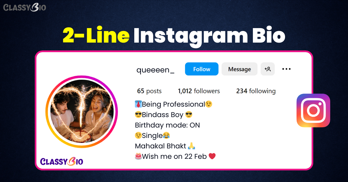 Two Line Bio for Instagram