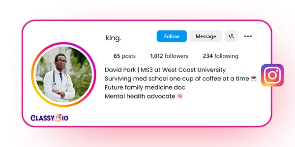 medical student bio for instagram